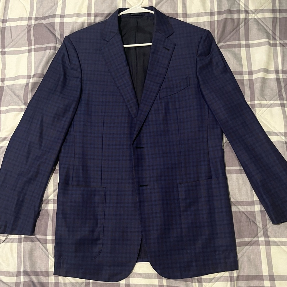 Ermenegildo Zegna Navy Checkered patch pocket Blazer